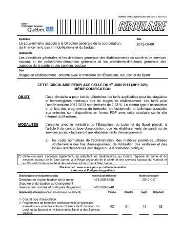 Le sous-ministre associé à la Direction générale de la coordination ...