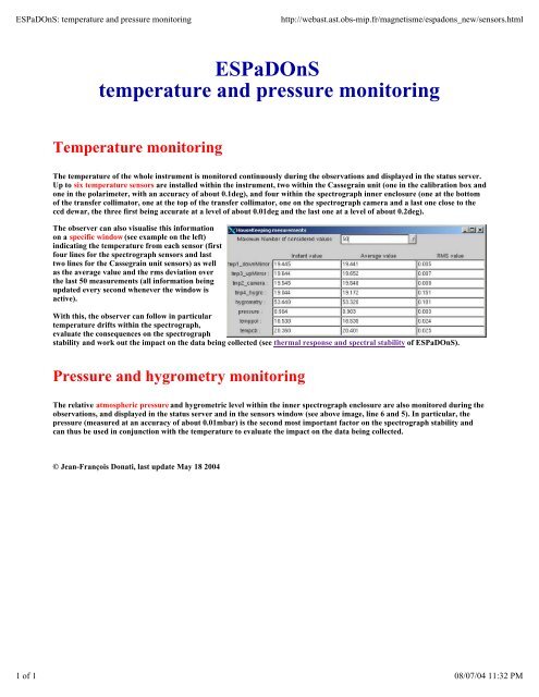 CFHT operating manual - Homepage Usask