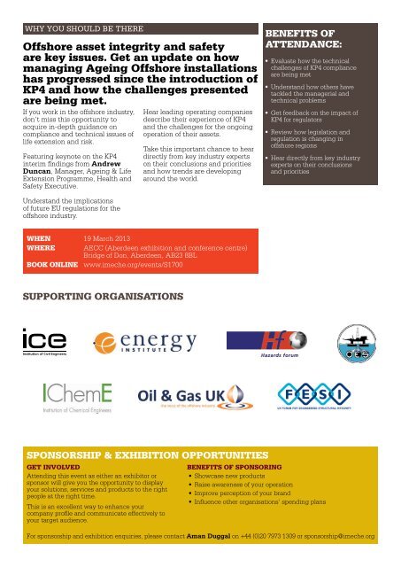 AGEING OFFSHORE INSTALLATIONS AND KP4. - Energy Institute