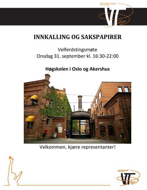INNKALLING OG SAKSPAPIRER - Velferdstinget i Oslo og Akershus