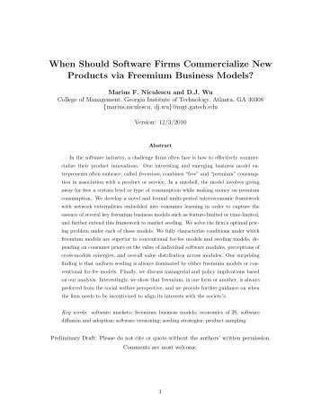 When Should Software Firms Commercialize New Products ... - MISRC