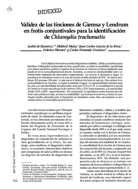 Válidez de las tinciones de Giemsa y Lendrum en ... - PAHO/WHO