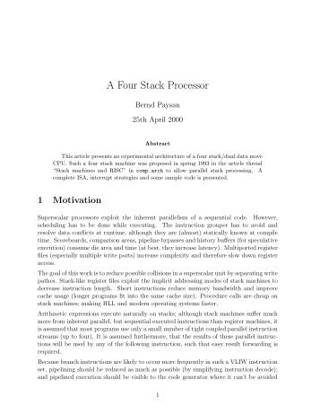 A Four Stack Processor - Bernd Paysan