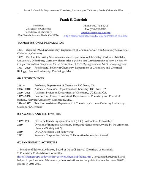 Biosketch Pdf University Of California Davis