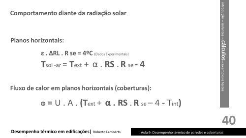 ECV5161 Aula 9 - Desempenho termico paredes e coberturas