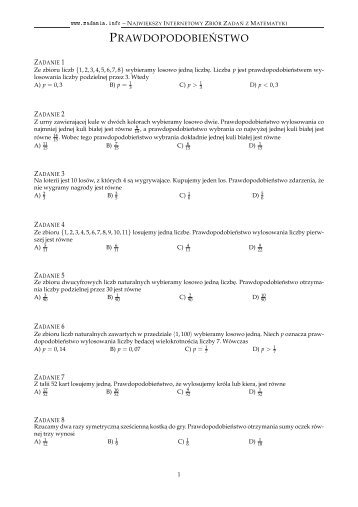 PRAWDOPODOBIE´NSTWO - Zadania.info