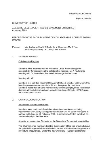 ADEC/09/02 - Academic Planning Unit - University of Ulster