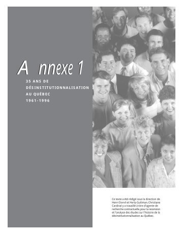 35 ans de désinstitutionnalisation au québec 1961-1996 - Source ...