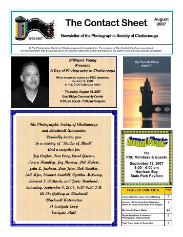 August 2007 - Photographic Society of Chattanooga