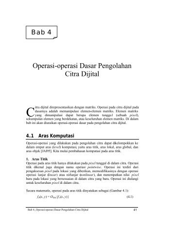 Operasi-operasi Dasar Pengolahan Citra Digital