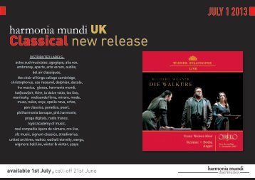 Classical new release - Harmonia Mundi UK Distribution