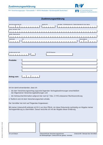 Zustimmungserklärung - R+V Versicherung
