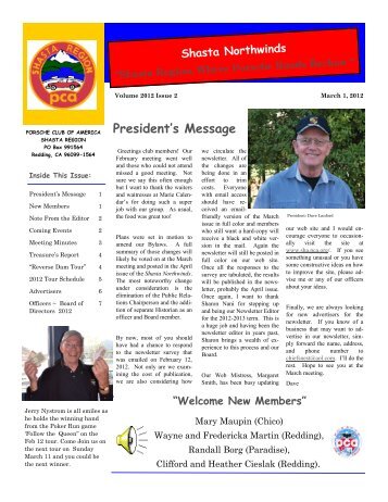 President's Message - Shasta Region - Porsche Club of America