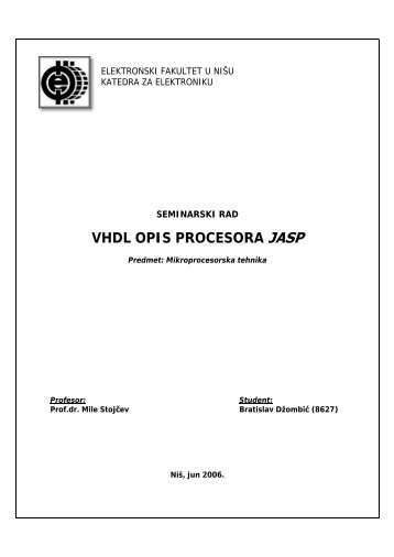 VHDL opis procesora JASP