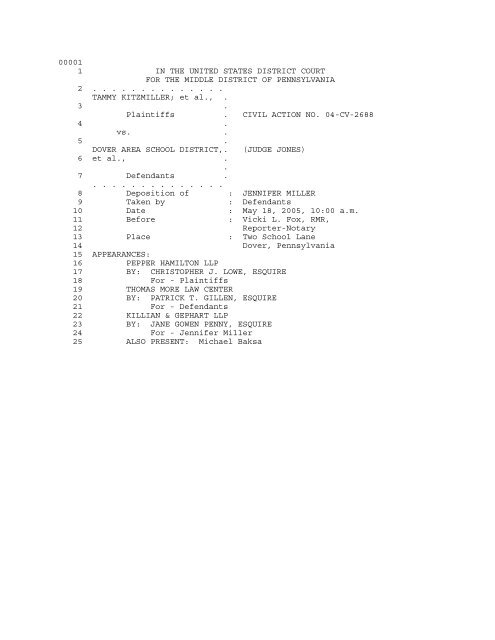 00001 1 in the united states district court for the middle district of ...