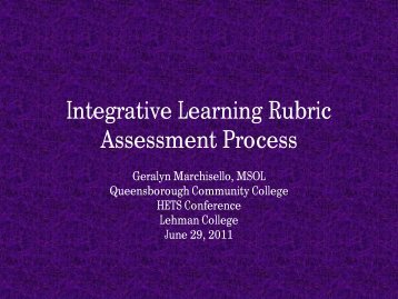 Integrative Learning Rubric Assessment Process - HETS