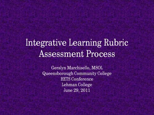 Integrative Learning Rubric Assessment Process - HETS