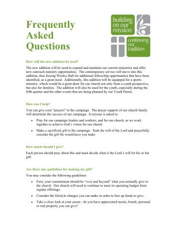 Frequently Asked Questions - Rocky River United Methodist Church