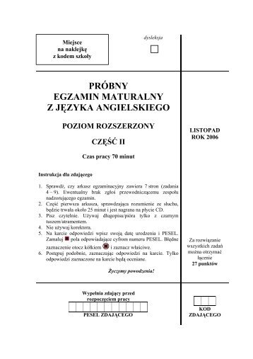 próbny egzamin maturalny z języka angielskiego - Gazeta.pl