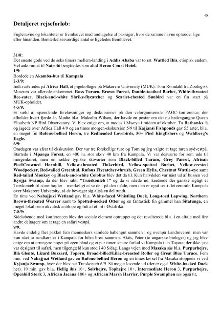 Uganda, August 2000 - February 2001 - Rapport - Netfugl.dk