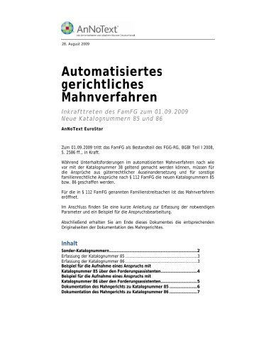 Automatisiertes gerichtliches Mahnverfahren - AnNoText