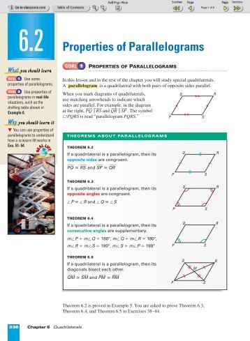 6-2 Properties of Parallelograms - Nexuslearning.net