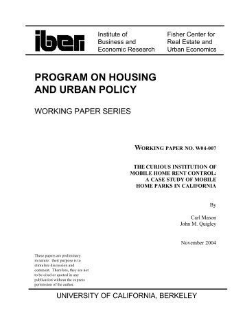 PROGRAM ON HOUSING AND URBAN POLICY - Berkeley ...