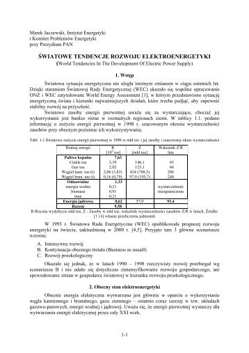 Tendencje światowe rozwoju elektroenergetyki w świetle ... - MANHAZ