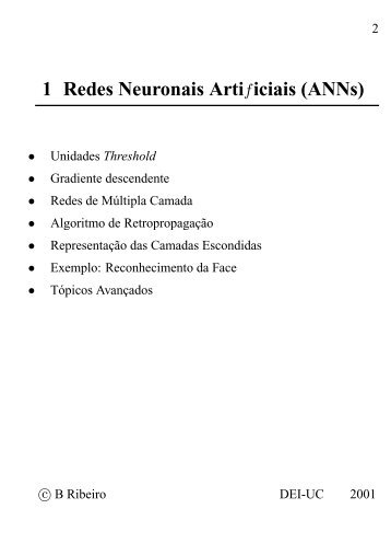 1 Redes Neuronais Artif iciais (ANNs)