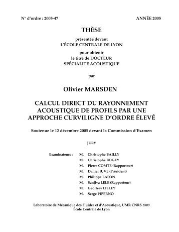 THÈSE Olivier MARSDEN CALCUL DIRECT DU RAYONNEMENT ...