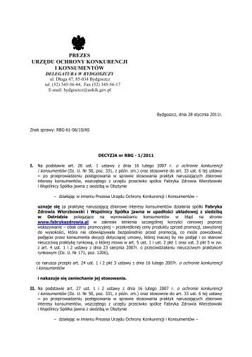 DECYZJA nr RBG - 1/2011 - Urz?d Ochrony Konkurencji i ...