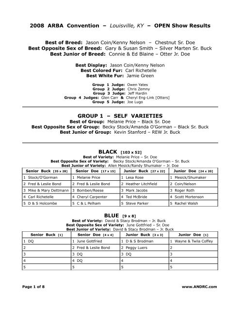 2008 ARBA Convention – Louisville, KY – OPEN Show Results ...