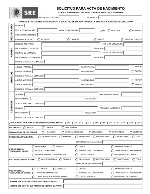Descargar Aqui La Solicitud De Registro De Nacimiento