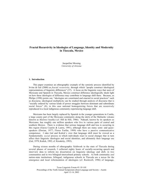 Fractal Recursivity in Ideologies of Language, Identity and Modernity ...