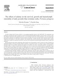 The effects of salinity on the survival, growth and haemolymph ...