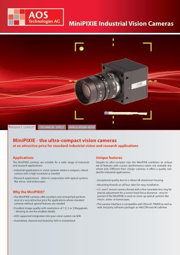 Minipixie Industrial Vision Cameras - AOS Technologies AG