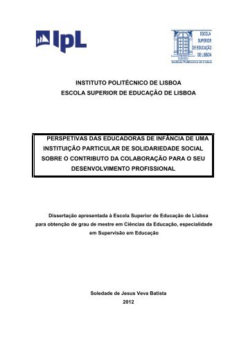 Perspetivas das educadoras de infância de uma instituição ...