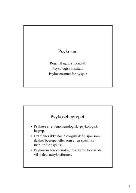 Psykoser Psykosebegrepet