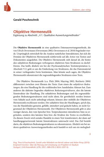 Objektive Hermeneutik - Studieren, aber richtig