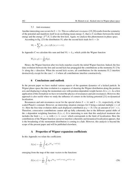 Kicked rotor in Wigner phase space - The University of Texas at Austin