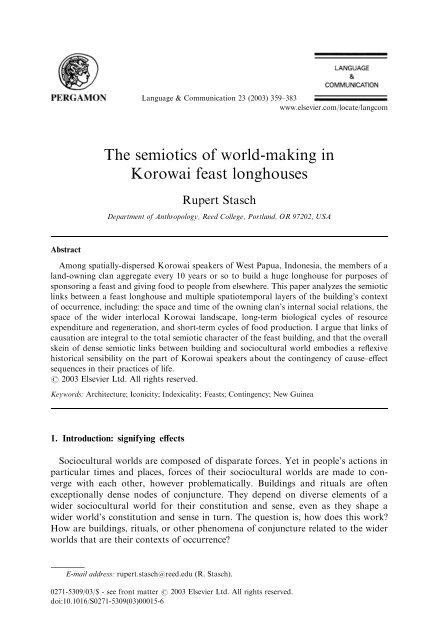 The semiotics of world-making in Korowai feast ... - Anthropology