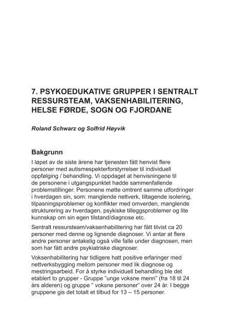 Psykoedukative grupper for personer med ... - Autismeenheten