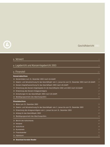 Geschäftsbericht 2003 P Vorwort P Lagebericht und ... - Design Hotels
