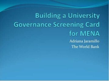 University Governance Screening Card for MENA, Adriana ... - CMI