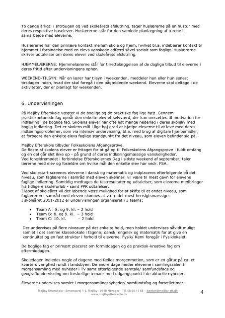 INDHOLDSPLAN MEJLBY EFTERSKOLE