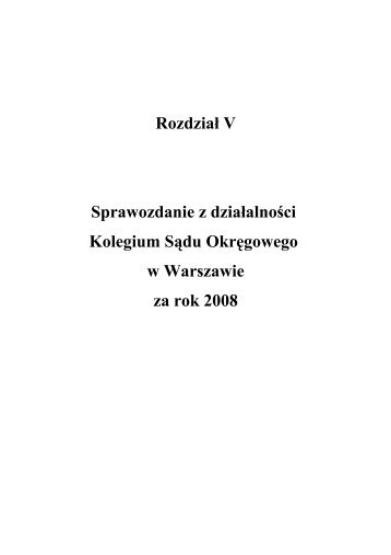 Sprawozdanie z działalności Kolegium Sądu Okręgowego