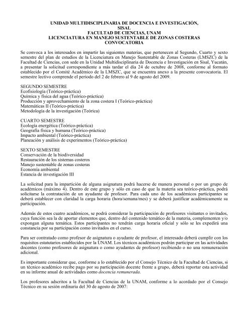 unidad multidisciplinaria de docencia e investigación, sisal facultad ...