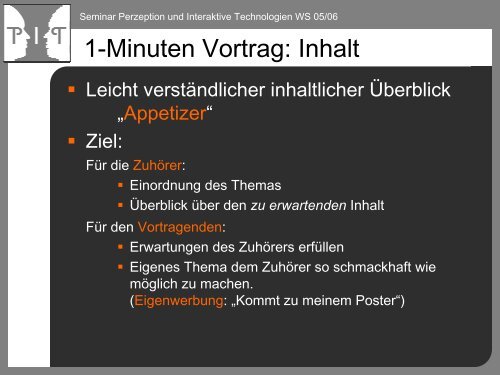 Perzeption und Interaktive Technologien