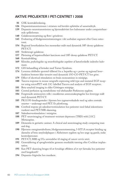 PET-CENTRETS ÅRSRAPPORT 2008 - Aarhus Universitetshospital