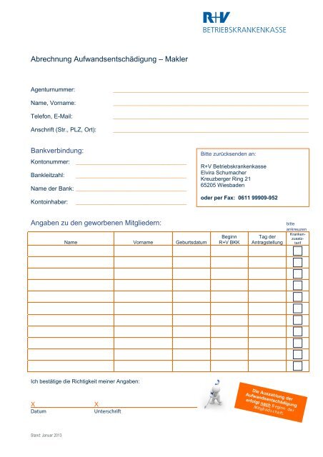 Abrechnung Aufwandsentschädigung – Makler - R+V Versicherung